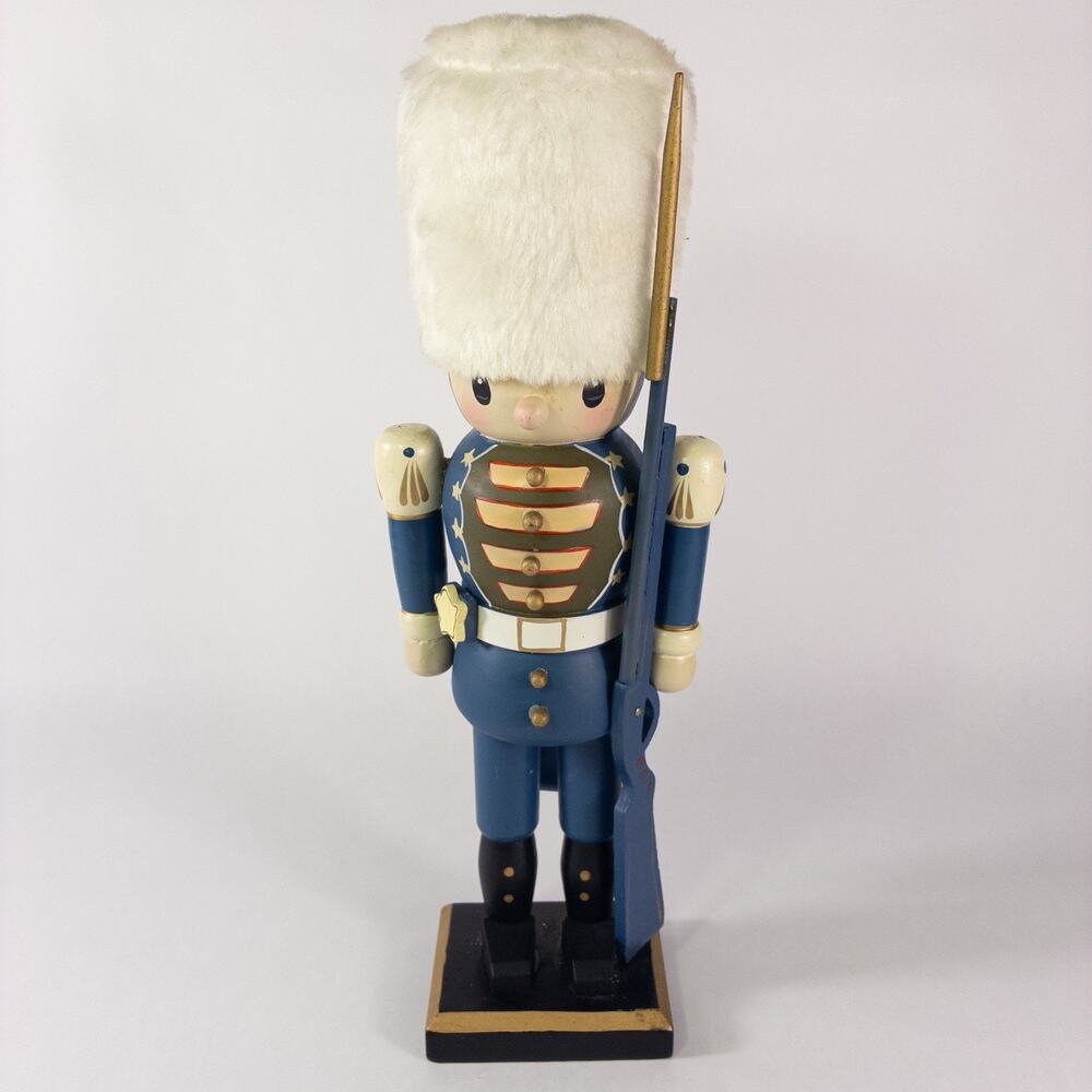 13" Nutcracker Wooden Royal Guard Blue Toy Solider Christmas Holiday Decor
